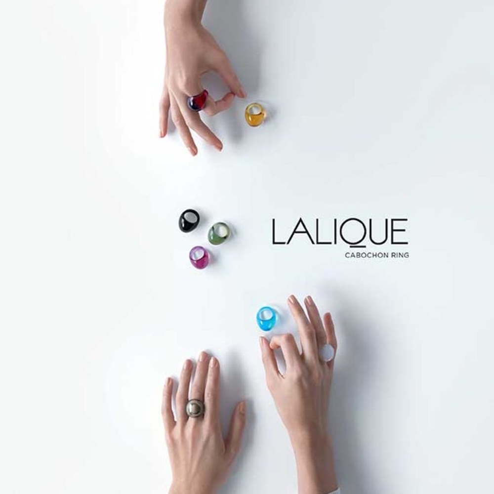 Lalique Nerita Rene Glass Frosted Dome Ring